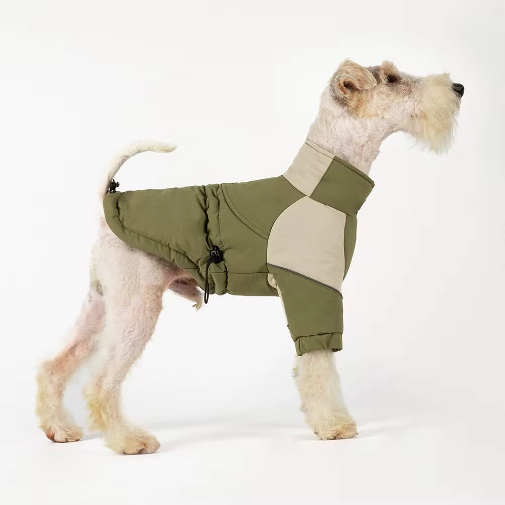 Customisable dog jacket adjustable waist band